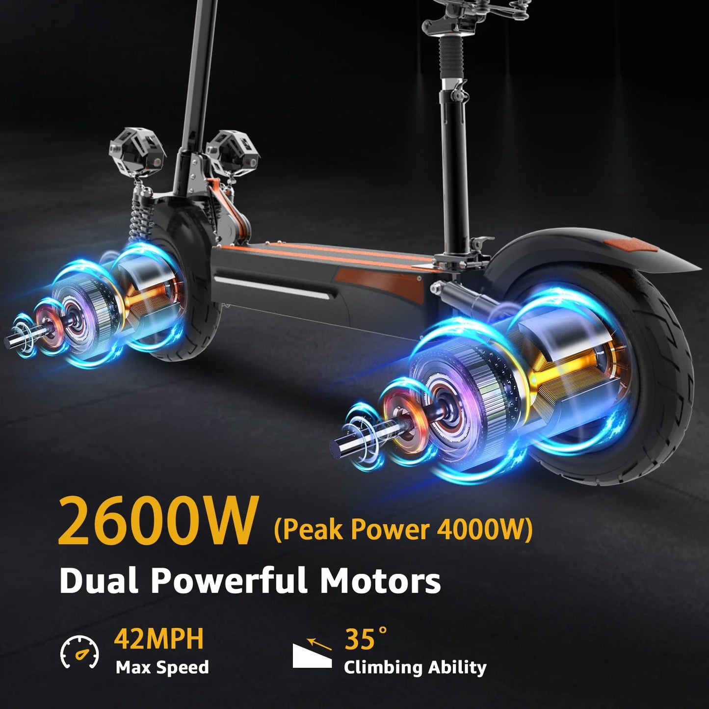 Upgrade 2600W Electric Scooter with Seat for Adults, 42MPH Max Speed, up to 45 Miles Range, 48V/21AH Battery, Commuting E-Scooter Max Load 330Lbs