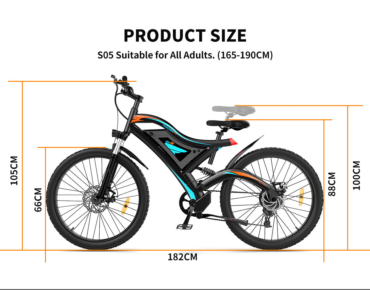 26x2.35 Inch Fat Tire E-Bike - 48V 500W Motor, 15AH Lithium Battery, Front Suspension & Dual Disc Brakes