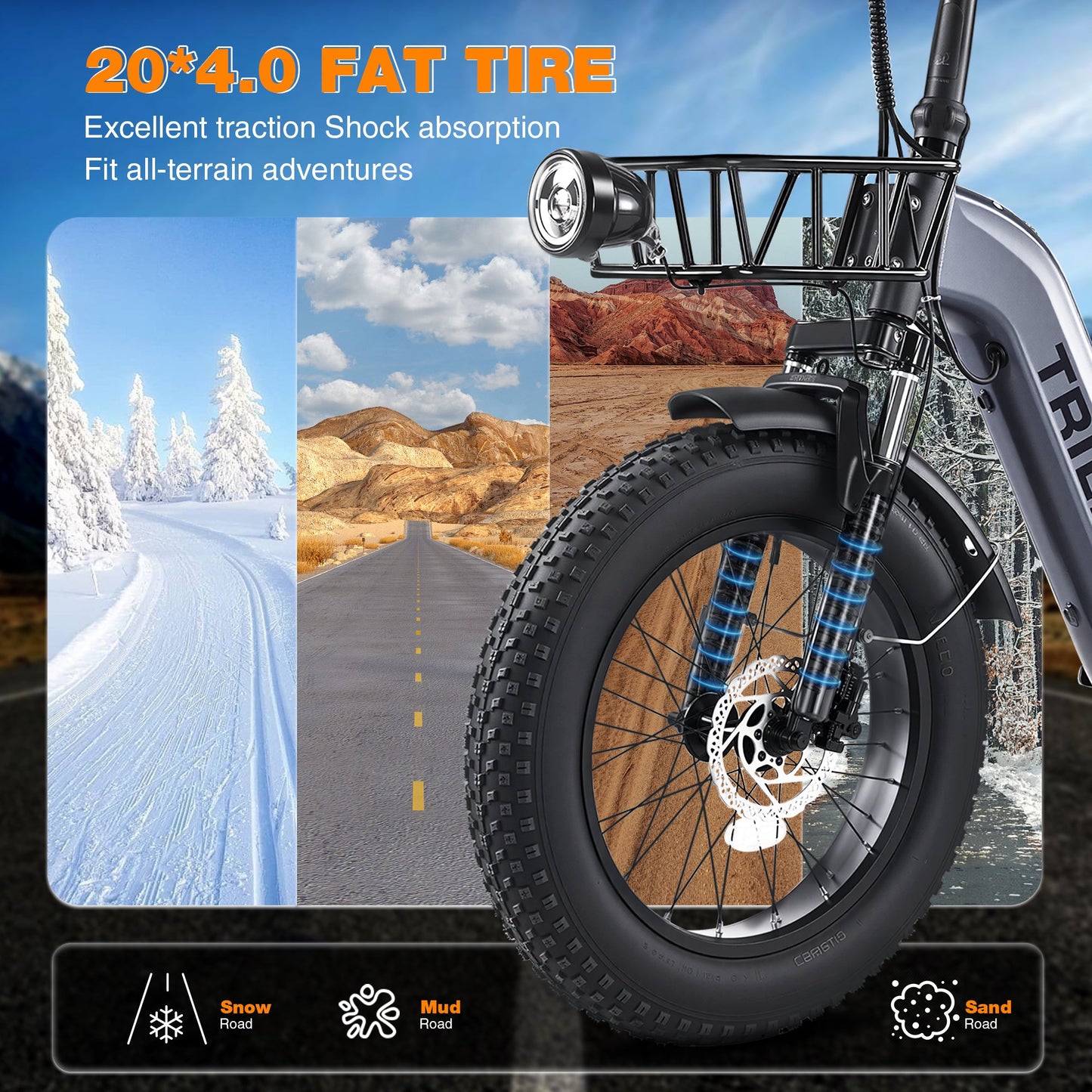 Electric Tricycle Fat Tire 20 In 7-Speed Aluminum Gray 275 LB 50 Mile Range