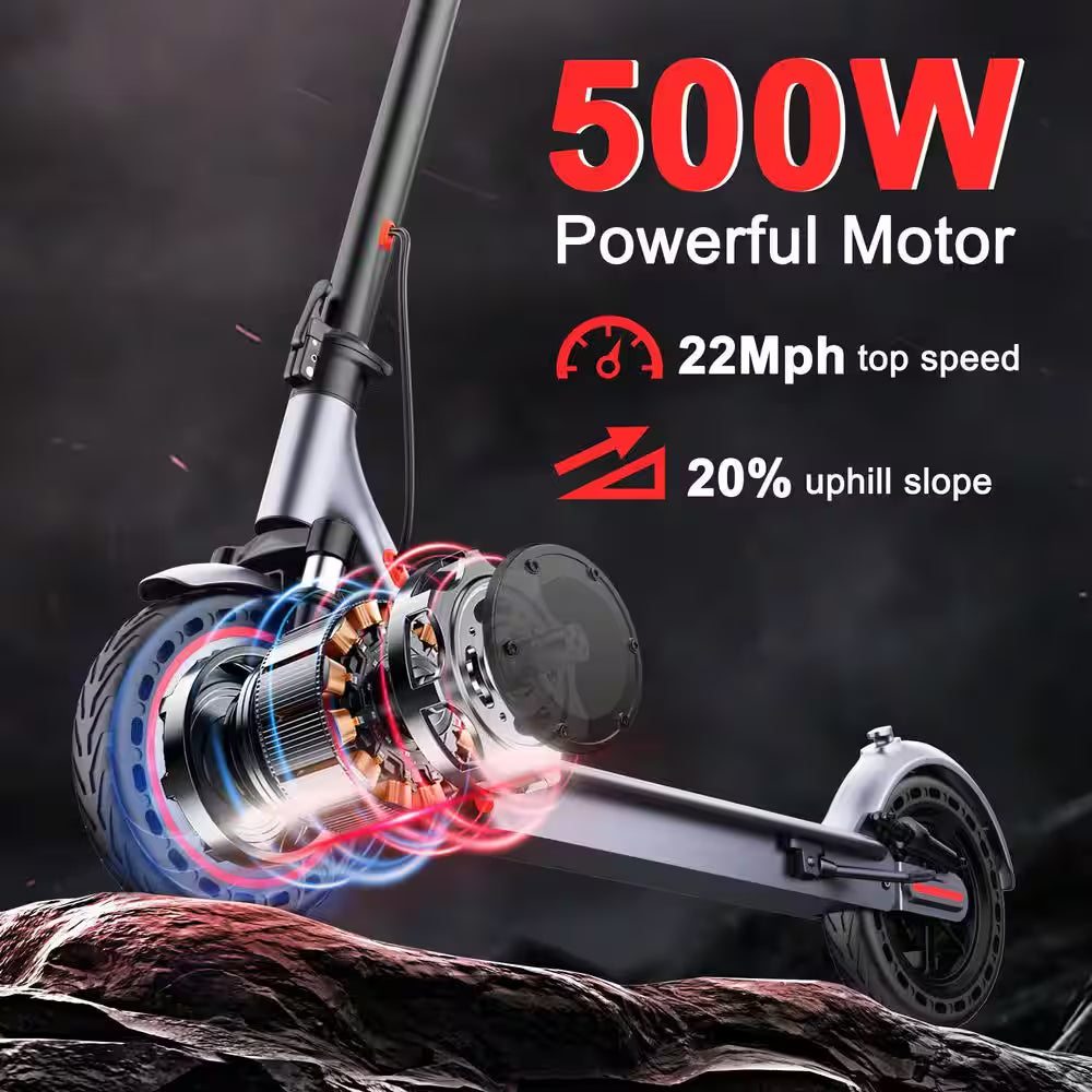 2-Wheel Electric Scooter, Dual Suspension and Solid Tire, 500W Brushless Hub Motor, Portable and Lightweight
