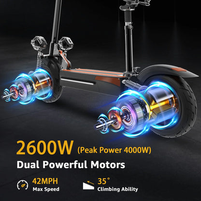 Upgrade 2600W Electric Scooter with Seat for Adults, 42MPH Max Speed, up to 45 Miles Range, 48V/21AH Battery, Commuting E-Scooter Max Load 330Lbs