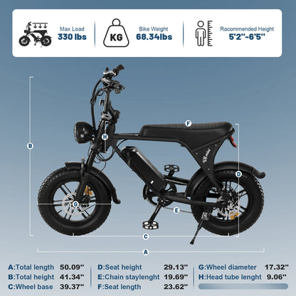 Electric Bike for Adults, 16" Fat Tire Ebike, 500W 20MPH Electric Bicycle, 36V 10.4Ah, E Bike UL2849