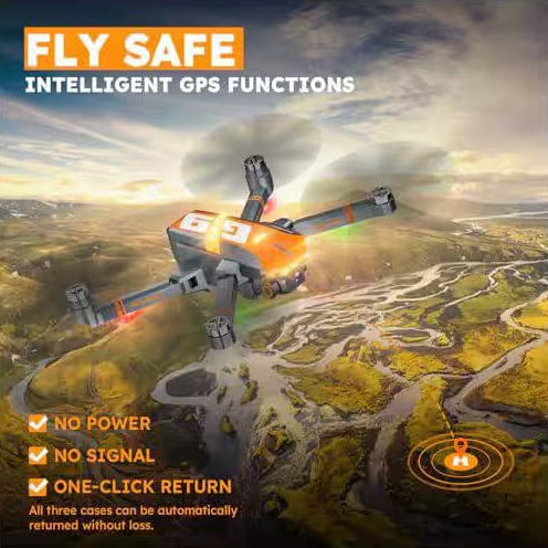 GPS Foldable Drone with 4K UHD Camera Brushless Motor 5G FPV Auto Return Long Flight Time Follow Me Mode, Dark Gray