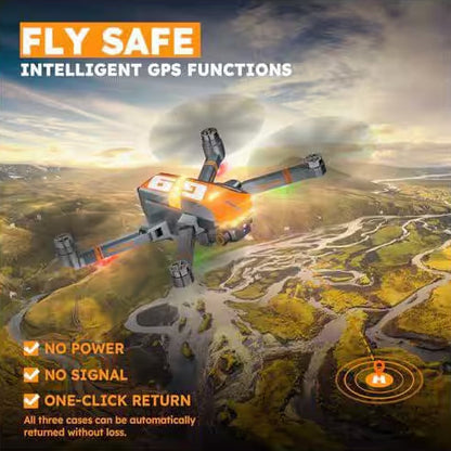 GPS Foldable Drone with 4K UHD Camera Brushless Motor 5G FPV Auto Return Long Flight Time Follow Me Mode, Dark Gray