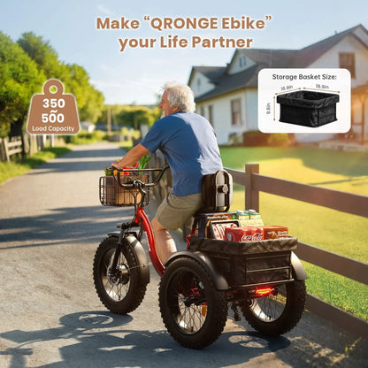 QRONGE 960W Peak Electric Bike For Adults 36V Battery Trike