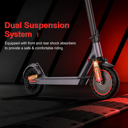 2-Wheel Electric Scooter, Dual Suspension and Solid Tire, 500W Brushless Hub Motor, Portable and Lightweight