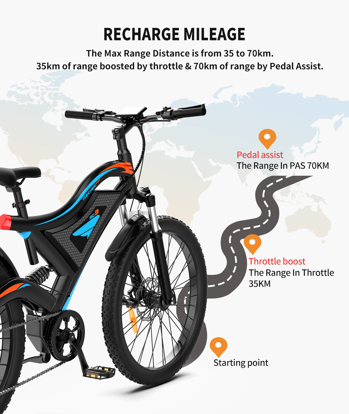 26x2.35 Inch Fat Tire E-Bike - 48V 500W Motor, 15AH Lithium Battery, Front Suspension & Dual Disc Brakes